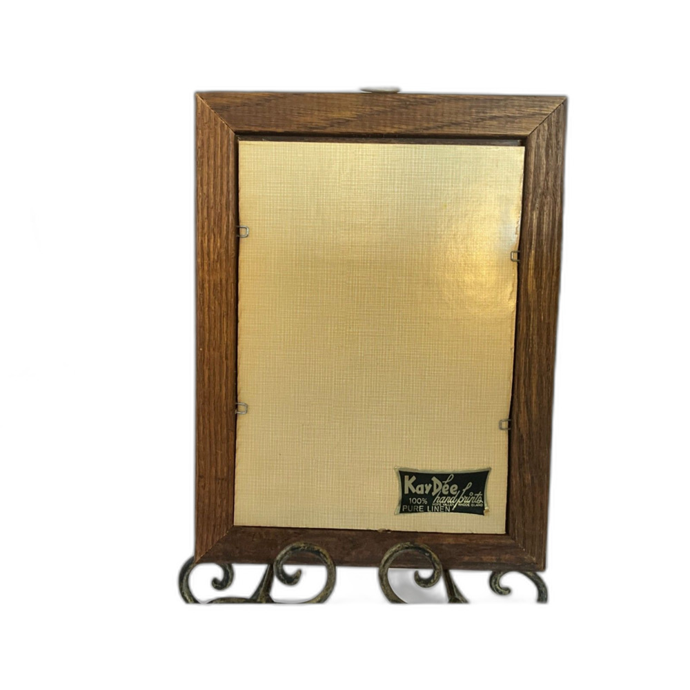 Vintage Kay Dee Handprints Silhouettes Linen art background framed must see - Picture 6 of 6
